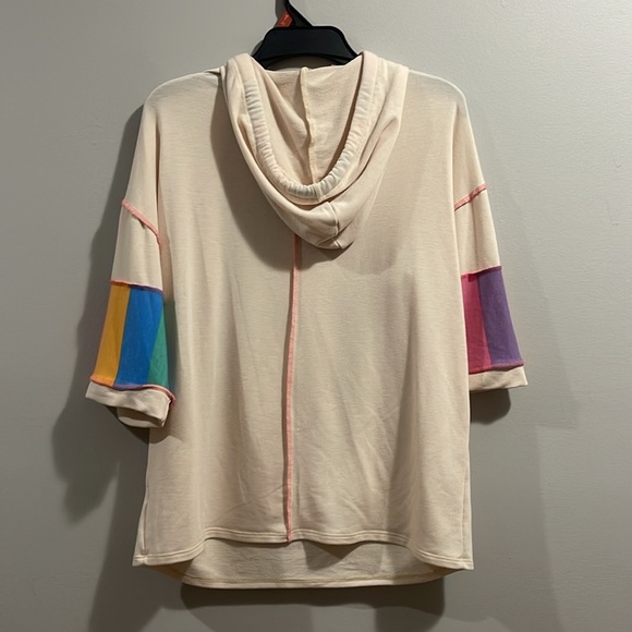 Haptics by Holly Harper MULTICOLOR STRIPE PRINT FRENCH TERRY PULLOVER HOODIE - Picture 7 of 7